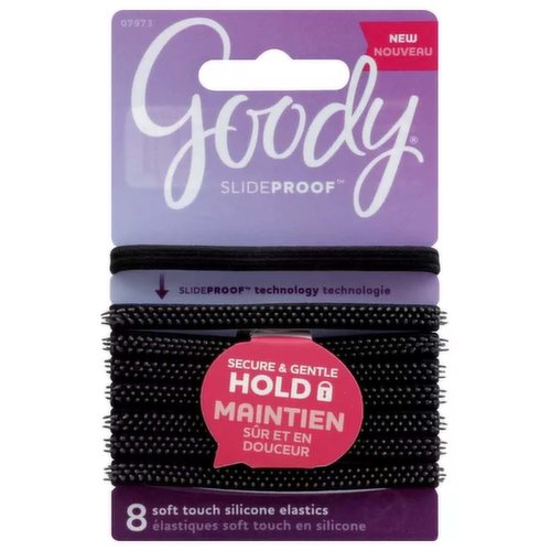 Goody SlideProof Hair Elastics, Spiky Black, 8 count UPC:041457079737 PACK:72/3